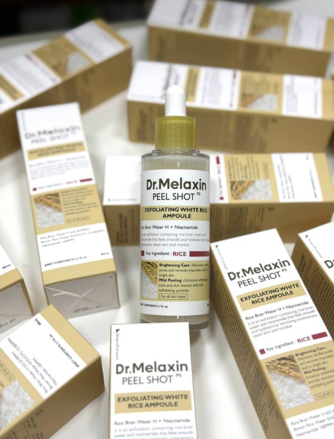 سرم برنج لایه‌بردار پیل شات دکتر ملاکسین 80 میل Dr.Melaxin Peel Shot Exfoliant White Rice Ampoule