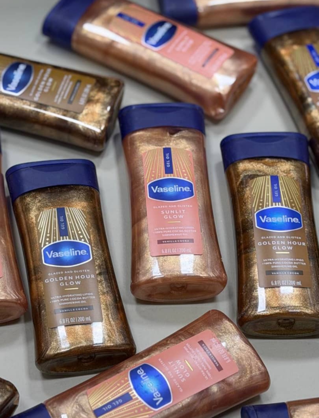 روغن بدن شاین وازلین Vaseline Glazed & Glisten Sunlit Glow Body Gel Oil