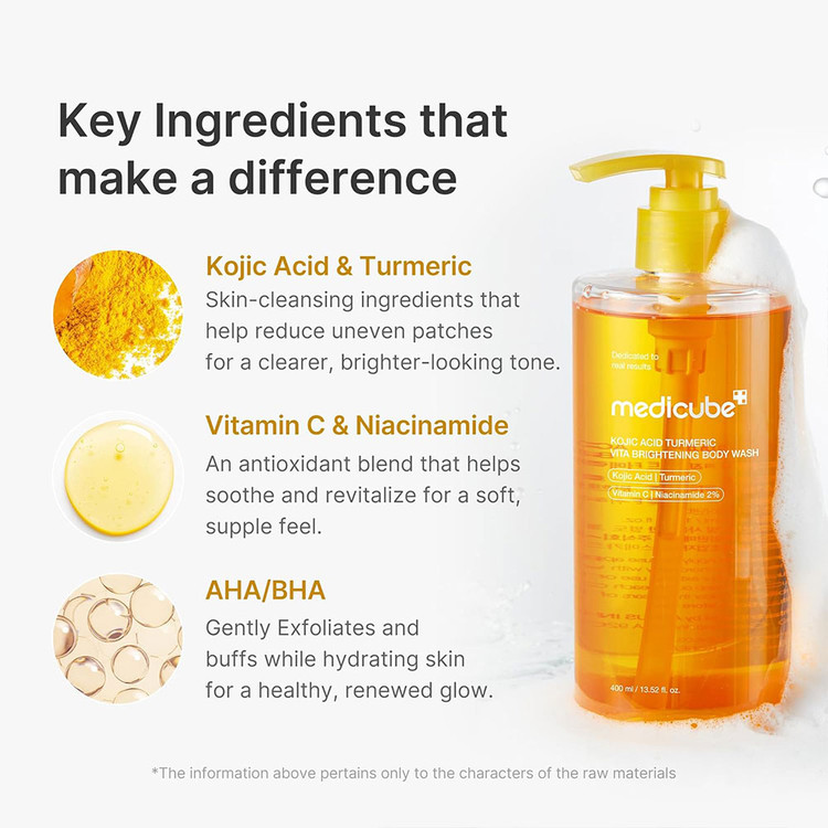 شامپو بدن کوجیک اسید مدی کیوب Medicube Kojic Acid Turmeric Brightening Body Wash 400Ml
