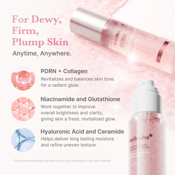 میست ژلی جوانساز و ضدچروک PDRN و کلاژن مدی کیوب medicube pink collagen glow jelly mist serum