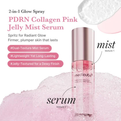 میست ژلی جوانساز و ضدچروک PDRN و کلاژن مدی کیوب medicube pink collagen glow jelly mist serum